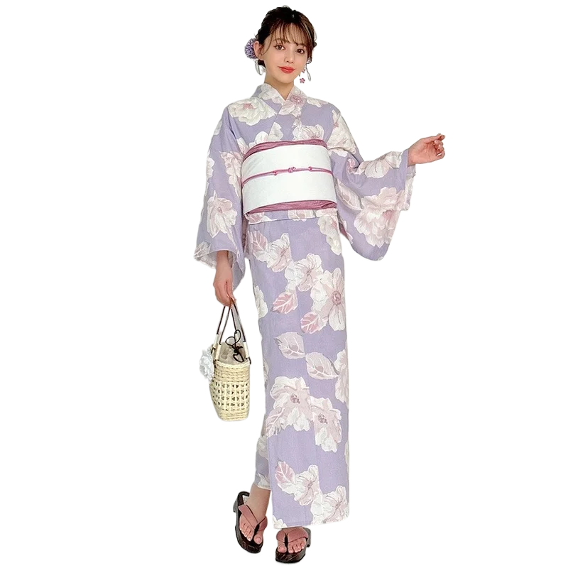 Traditional Women's Kimono Sle Batobe Cotton Maxi Dr Easy to Wear Summer Festival Fireworks Event Long Gown