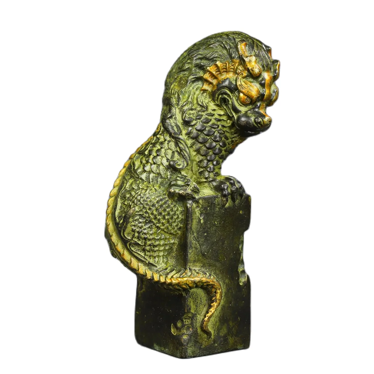 Bronze Gilded Swallowing Beast Seal Retro Home Decoration