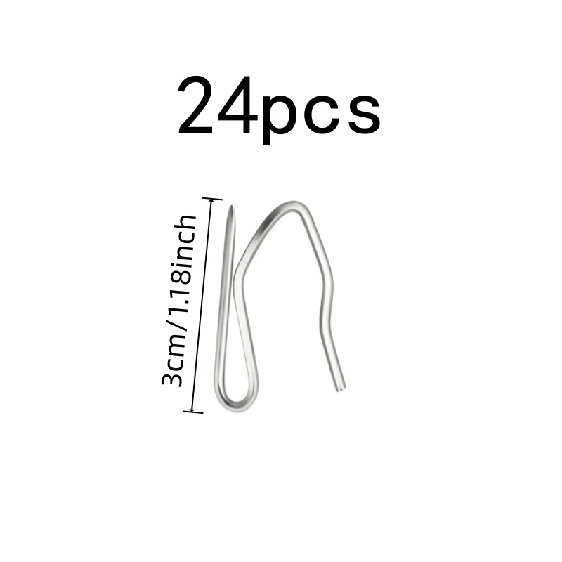 24 pcs 3cm Metal Pleat Hooks, Home Window Drapery, S-Curve Shape Design, Sharp Pointed Tip, Multipurpose