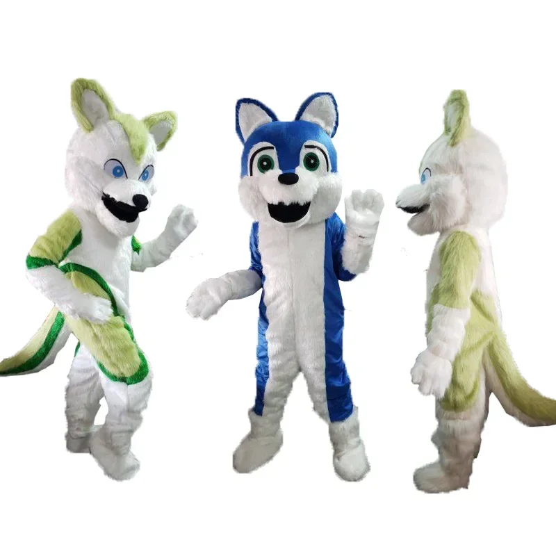 Christmas Husky Wolf Long-haired Dog Fox Mascot Costumes Cosplay Theme Mascotte Carnival Costume For Adults Christmas Hallow