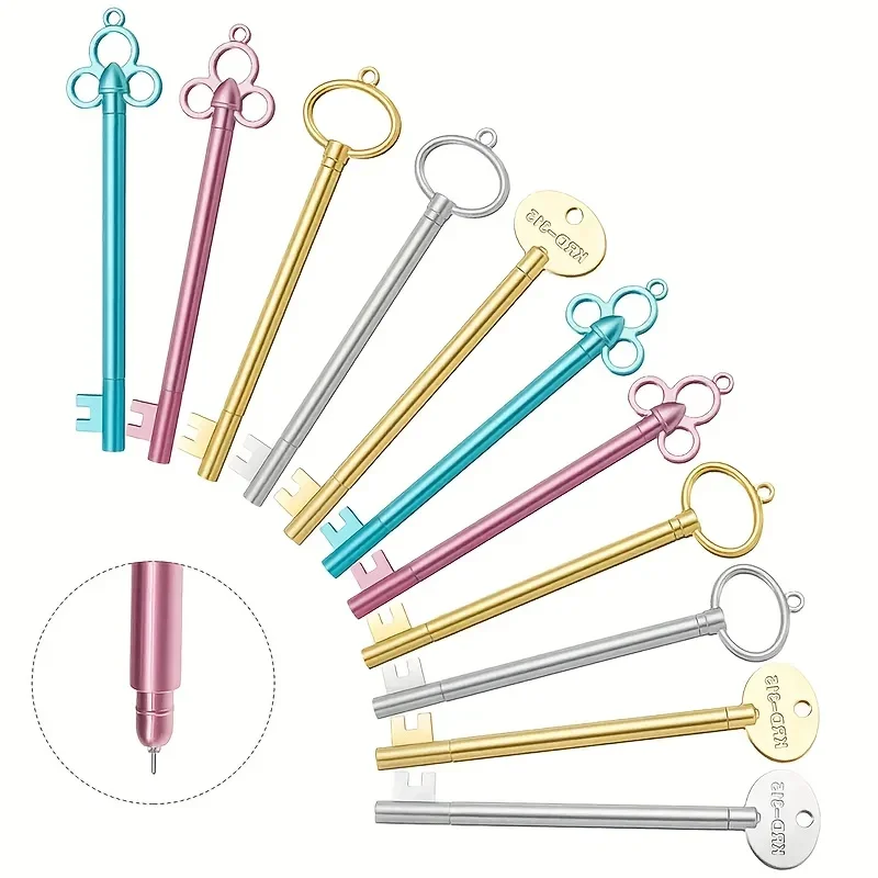 Unisex Pens: 6pcs-60pcs, Stationery Key Shaped, Retro Water-Based, Learning Office Signing Pen, Suitable for Office School Use