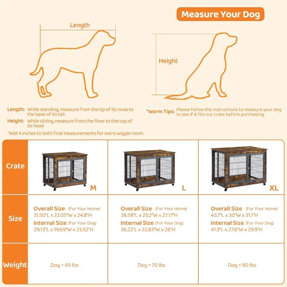 Dog Crate Furniture, Wooden Dog Crate Table, 31.5