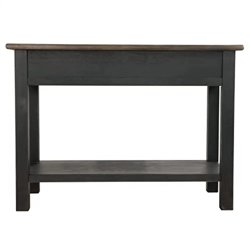 Farmhouse Style Wood Sofa Table with Drawers and Shelf Brown/Black 60"x18"x32.25 image 4