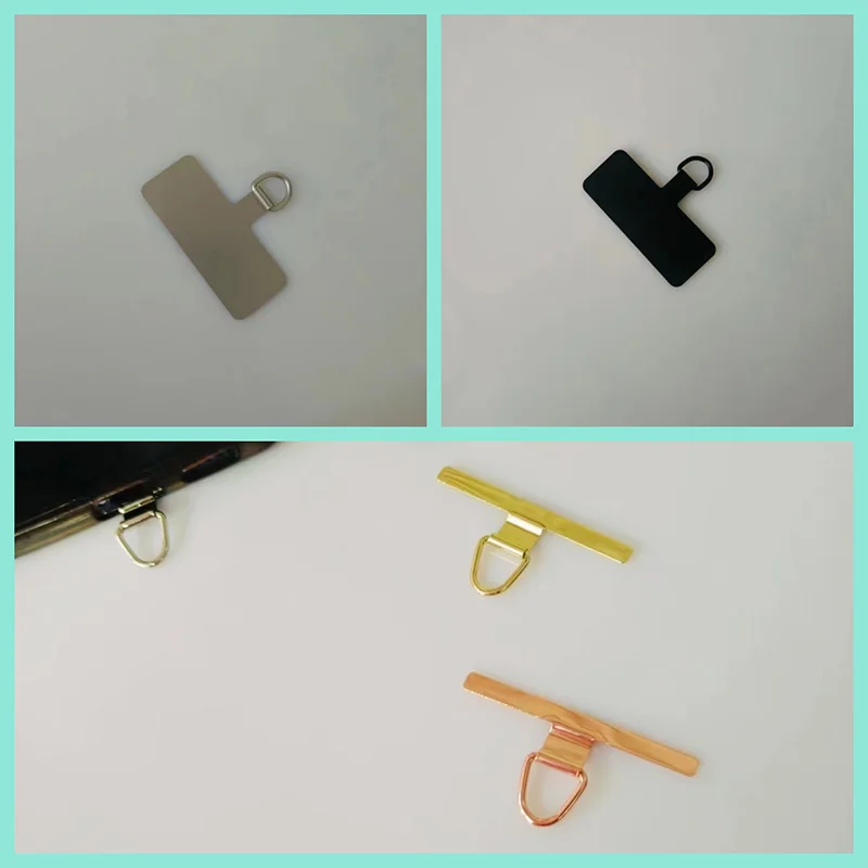 4/1PCS Ultra-thin Stainless Steel Phone Tether Patch Gasket  Anti Lost Smartphones Safety Connect Hanging Rope Tab Clips