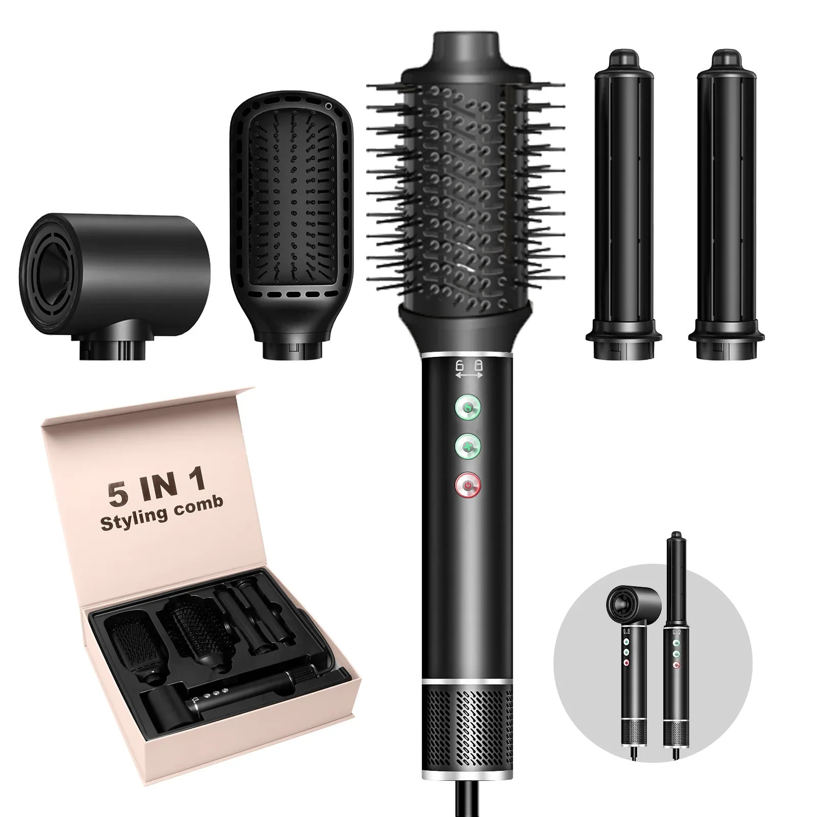 Upgraded 5-in-1 hair straightener Air curler Hot air brush Hair dryer speed 110000 rpm dryer Brush hair dryer