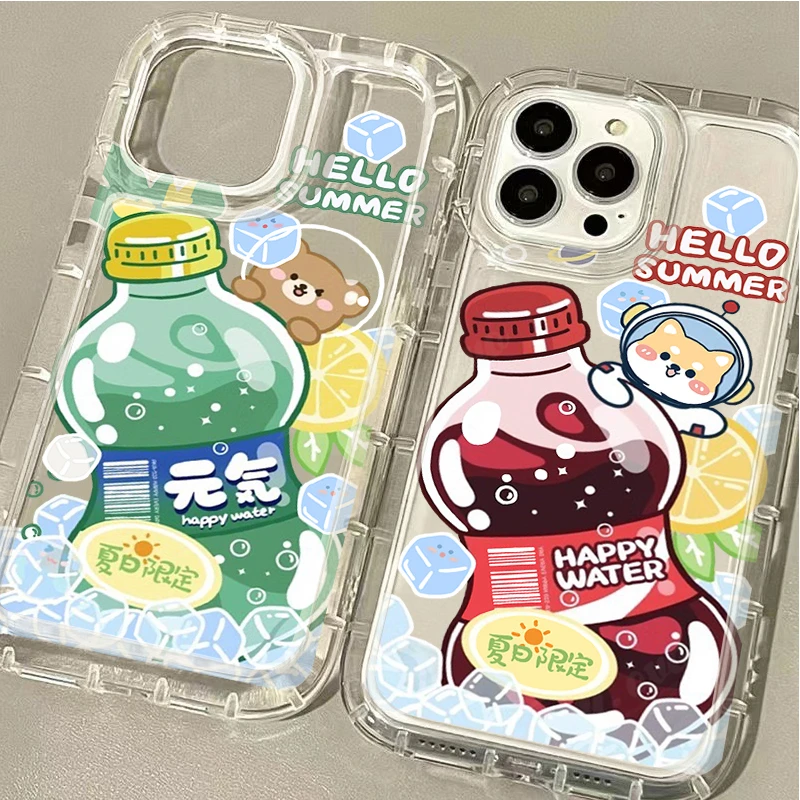 Drink Rabbit Bear Panda TPU Phone Case for iPhone 15 14 13 12 11 Pro Max XR XS X 8 7 6 6S Plus SE 2020 Silicone Shockproof Cover