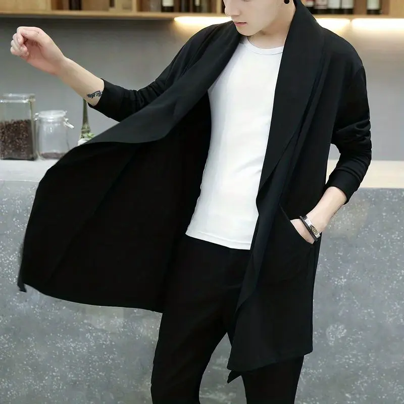 Trench Coat Men's Medium Long Spring Autumn New Korean Trendy Handsome Cape Autumn Clothing Thin Trendy Brand Clothes Jacket