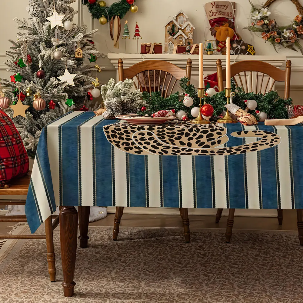 Leopard Leaf Print Table Cloth Waterproof Tablecloth Spill Proof Table Cloth, Wipe Clean Table Cloth for Dining Camping