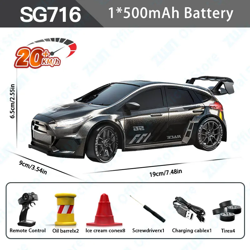 SG716 1:24 2.4G Model RC Auto met LED Verlichting 4WD Hoge Snelheid Afstandsbediening Drift Auto Radiografisch Bestuurde Raceauto Speelgoed Cadeau voor Kinderen