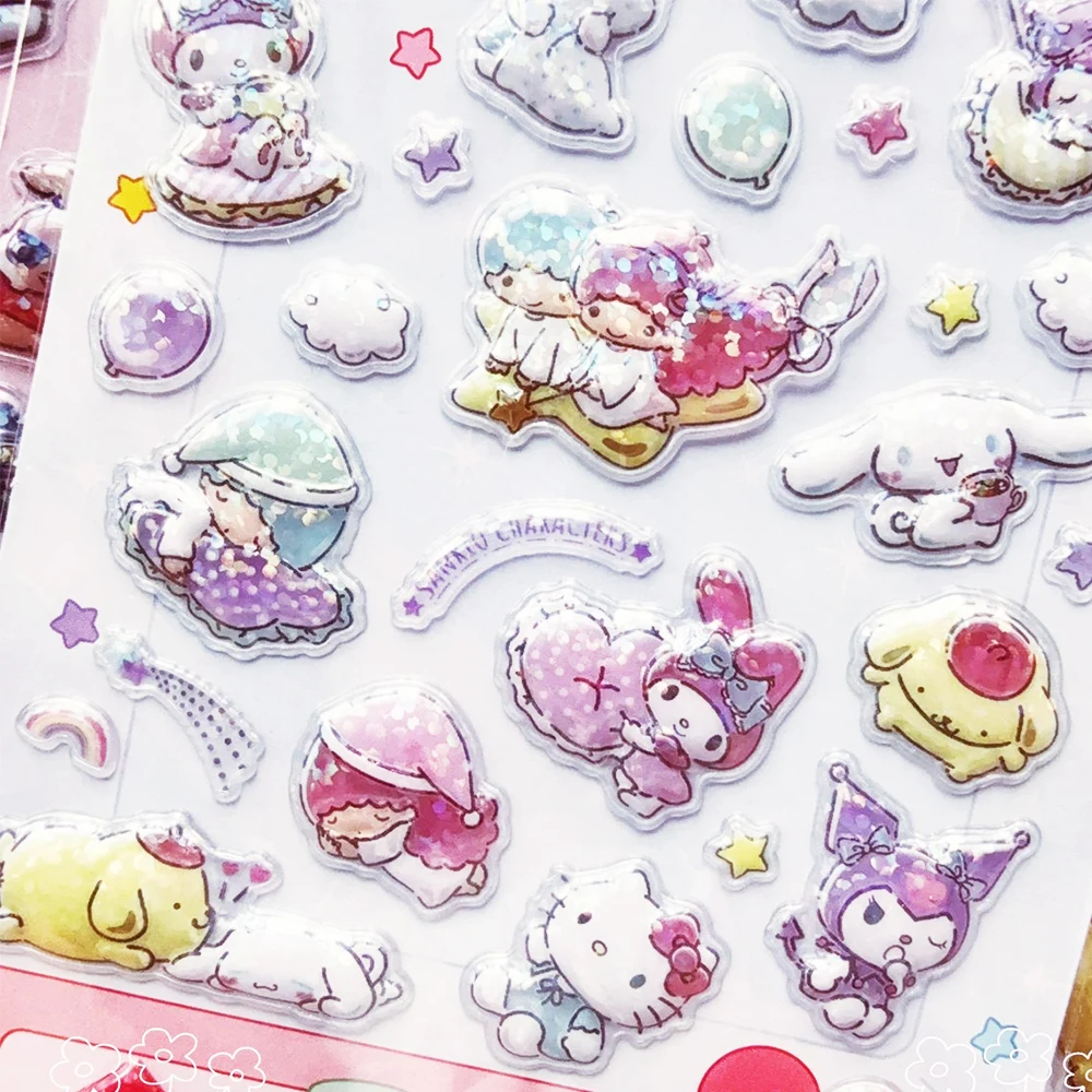 정품 산리오 스티커 헬로 키티 멜로디 만화 데칼 장난감 문구 기타 전화 자전거 노트북 수하물 자동차 소녀 선물
