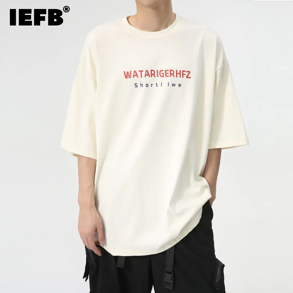 

IEFB American Style Male T-shirts Round Neck Short Sleeve Men's Tees Letter Printing Clothing New Tide 2024 Summer Simple 9C6271