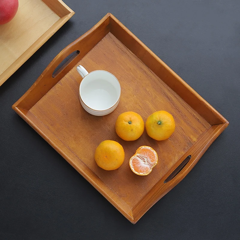 Wood Serving Tray with Handle Decorative Serving Trays Platter for Breakfast in Bed Lunch Dinner Appetizers Patio Coffee Table