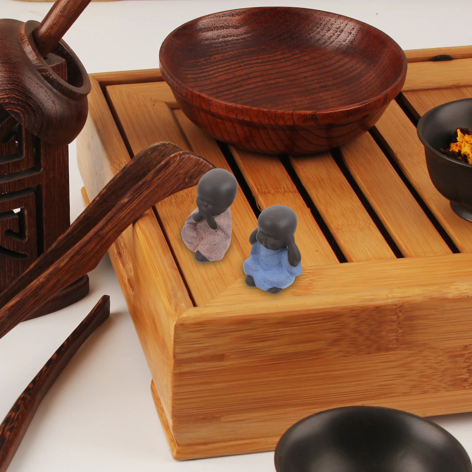 

4Pcs Handmade Purple Clay Monk Tea Pets Desktop Ornaments for Tea Table Living Room Garden Decor Office Decor Garden Ornaments