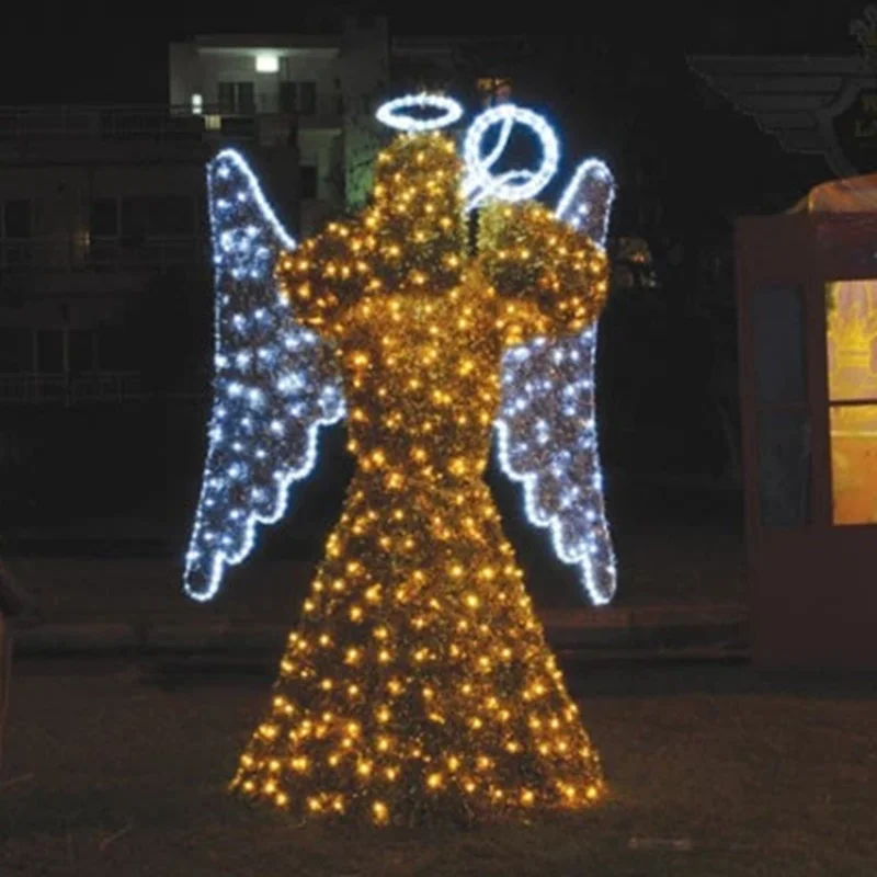 Personalizado. decorações exteriores brancas quentes 3d led iluminado anjo com trompete