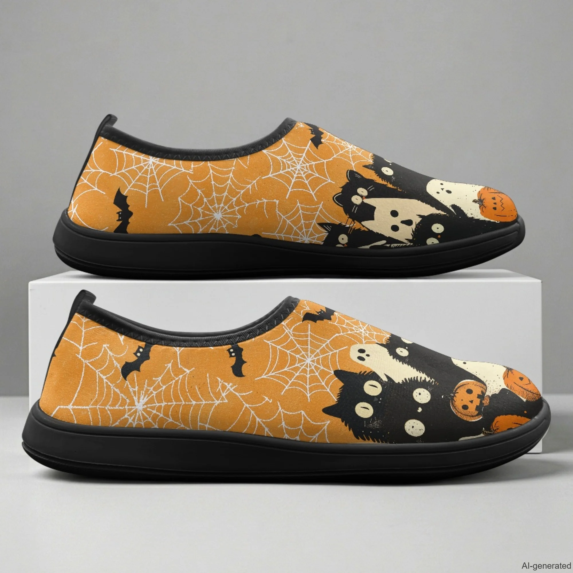 XIXIRIMIDO Halloween Ghost Print Wide Toe Box Casual Sneakers Hike Footwear for Men Wide Width Athletic Shoes Work Shoes Nurses