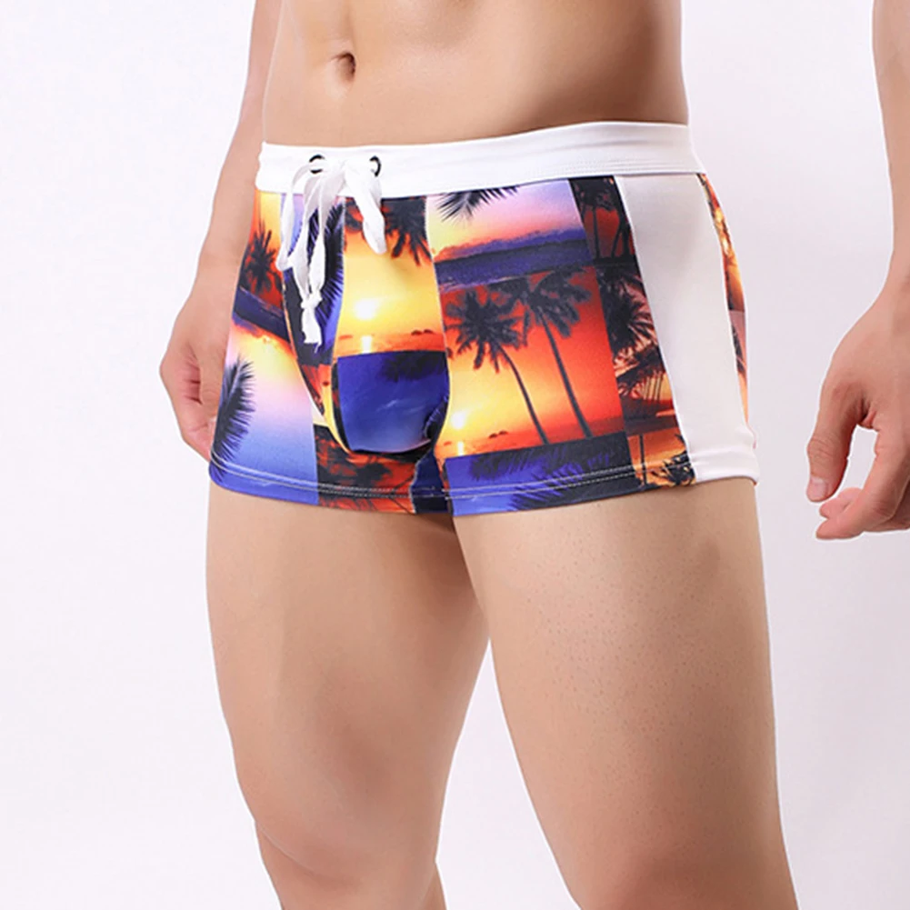 شورت سباحة مريح للرجال للاستحمام، ملابس سباحة للرجال، علامة تجارية جديدة، موضوع كلاسيكي، خصر برباط، نمط زاوية مسطحة #4