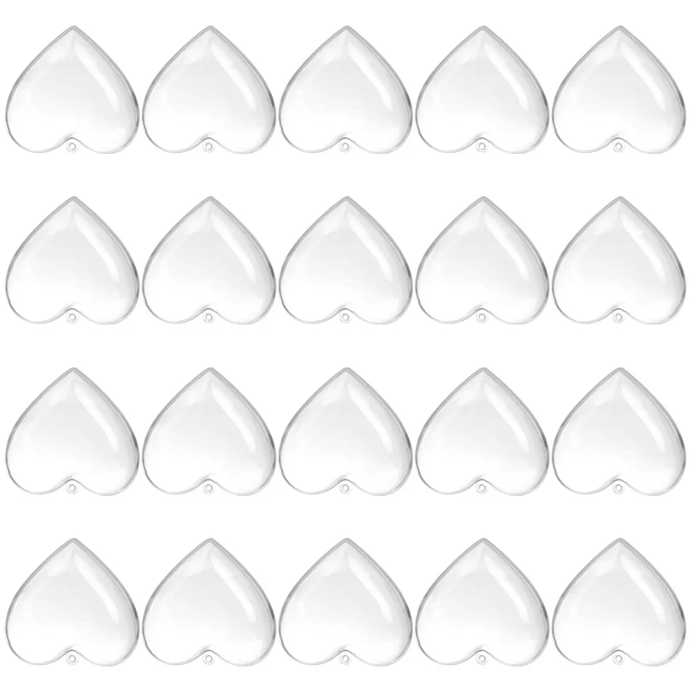 

20Pcs Transparent Plastic Heart Ball Fillable Clear Ornament for DIY Craft Wedding Party Christmas Decoration Hanging Pendant