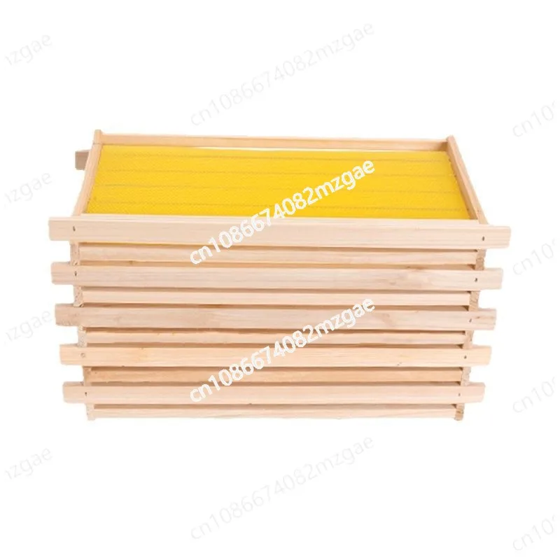 

10 Set Deep Frame Kit with Foundations for Beekeeping，Beehive Frames and Foundations with Wooden Bee