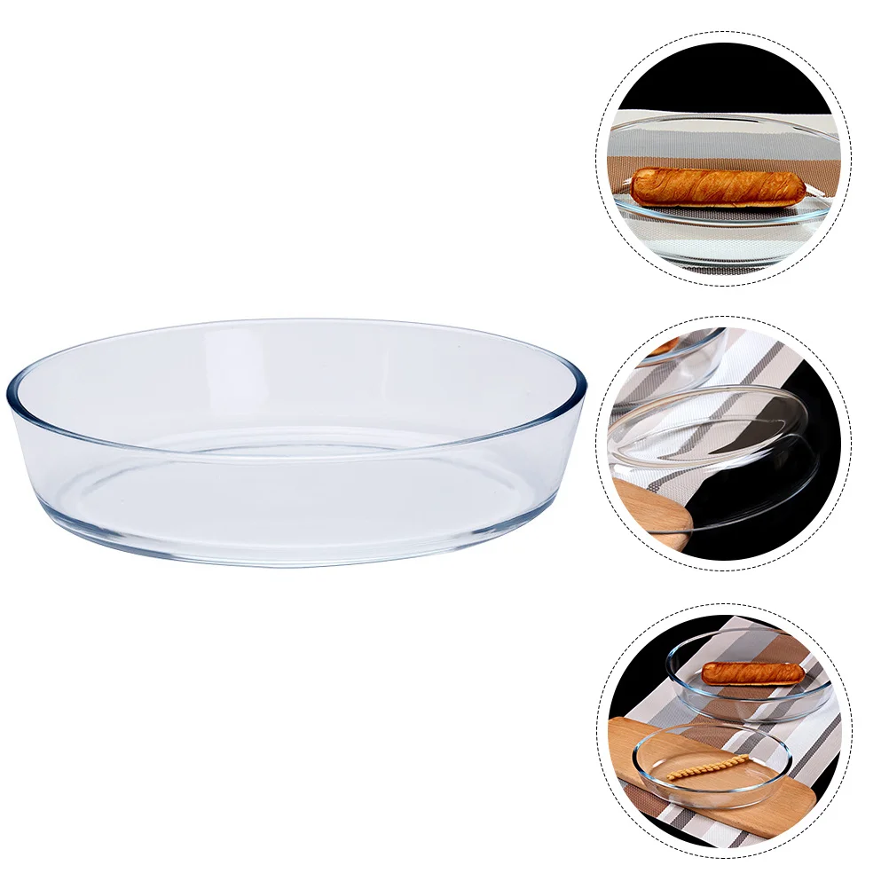 

1Pcs Clear Borosilicate Glass Baking Plate Heat Resistant Oven Accessories Microwave Safe Wear Resistant Oval Baking Pan