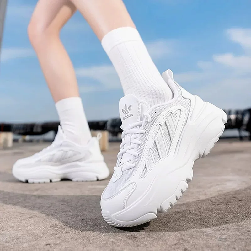 Adidas Three Leaf Clover Women's Shoes - OZGAIA, White, Fashionable, Retro, Mesh Material Trendy, Versatile Sport Shoes IG6047