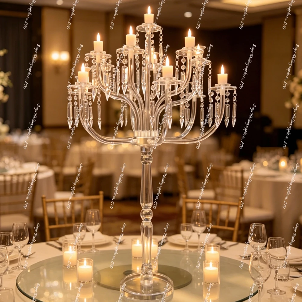 2-12pcs 13 Arm New acrylic candlestick - wedding props - cylinder candlestick decoration item - Candlelight dinner