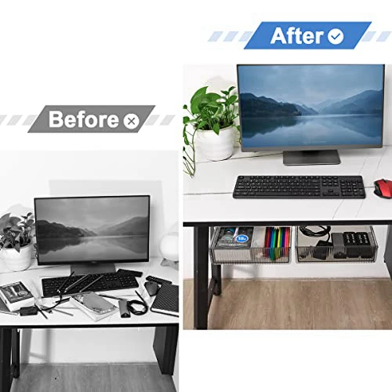 デスク用,オフィス,家庭,学校用のテーブル,2パック用の粘着引き出し