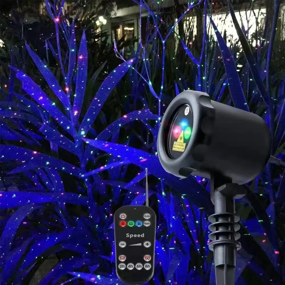 

LED Laser Christmas Projector Lights Outdoor Starry Stars Garden Firefly Lights with Remote IP65 Waterproof Patio Decoration