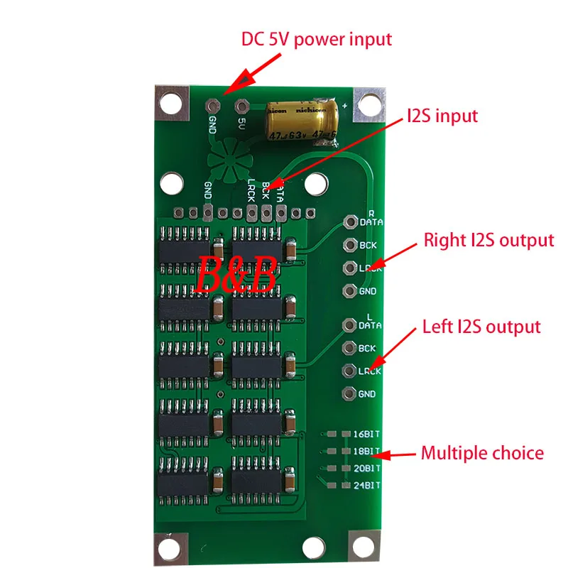 Nvarcher-Radiateur NOS, Format I2S, Décodeur, Carte Shifter, Conversion de données IIS I2S, Aligné à droite, Support XMOS AMANERO USB