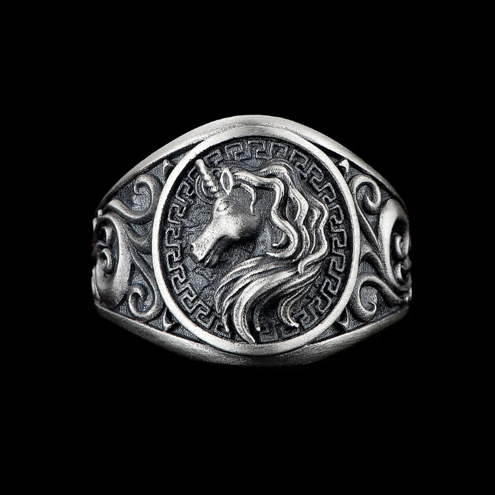 S925 Thai Silver Unicorn Ring Open Adjustable Rings Fashion Jewelry Gifts