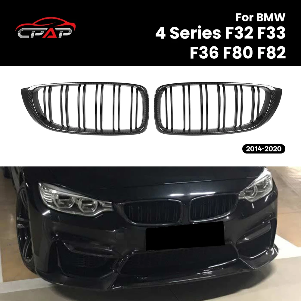 

Real Dry Carbon Fiber Car Front Bumper Kidney Hood Grills For BMW 4 Series F32 F33 F36 F80 F82 2014-2020 Double Slat