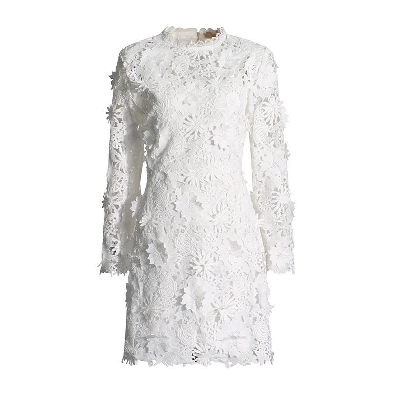 JAMERARY-Robe de Bal en Dentelle Blanche pour Femme, Broderie de Fleurs, Manches sulf, Mini Robe de Soirée, Éducatif, Occasions Formelles, Marque Designer