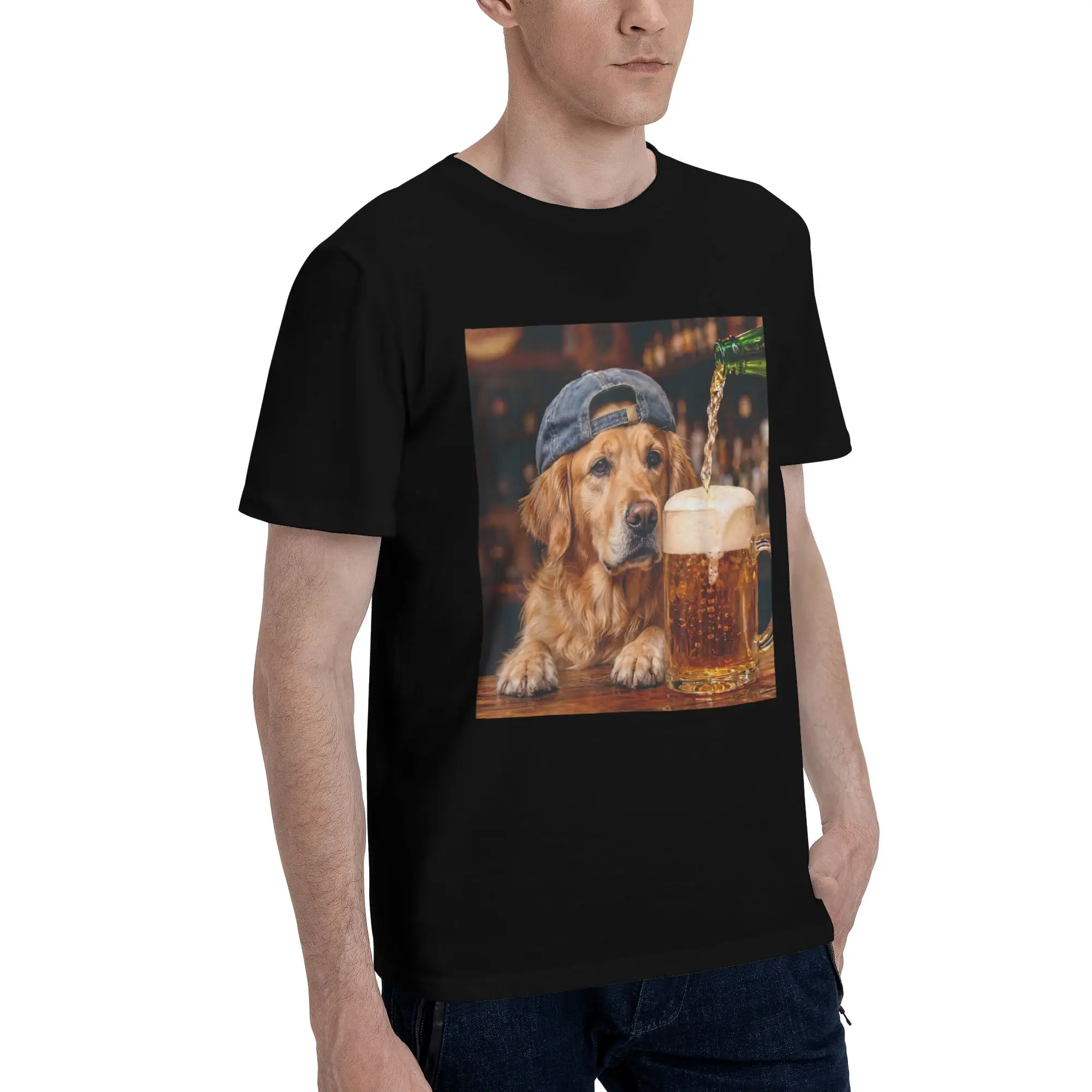 Border Collie Drinking Beer Funny Dog Meme  Merch Men Women T Shirts Cotton Tee Graphic Printed  Tops T-shirt