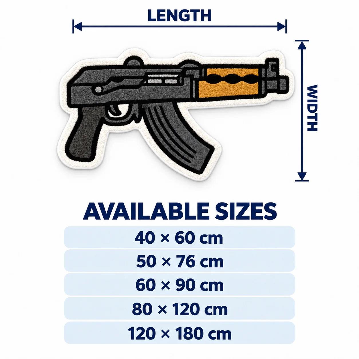 Cool Tactical Rifle Shaped Area Rug, Modern Graphic Floor Mat for Gaming Room Bedroom Entryway, Playful and Nature Home Decor
