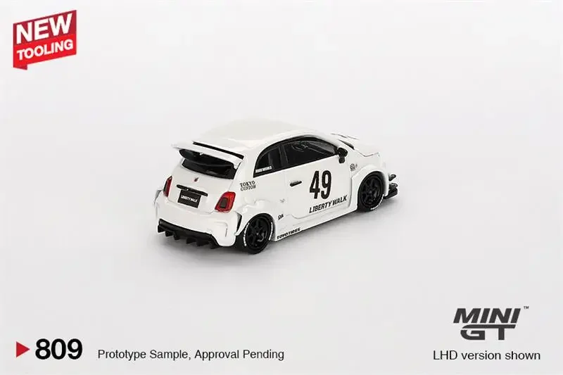 (Предзаказ) MINI GT 1:64 LB-WORKS x Abas Works ABARTH 595 Gara White LHD-бумажная коробка литая модель автомобиля