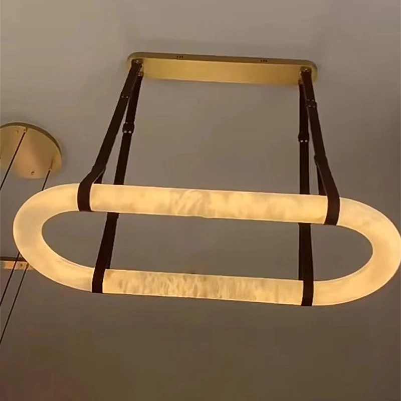 

Italian style imitation dolomite restaurant pendant light modern hotel runway shaped tea room conference room pendant light