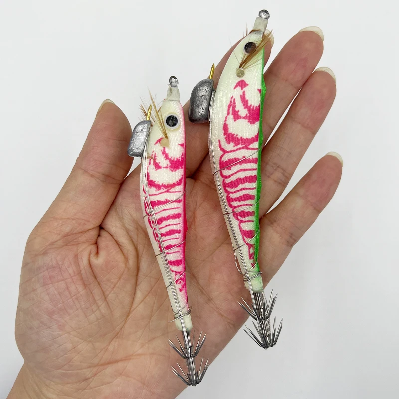 Señuelo luminoso de camarón con alambre de acero – 110mm pesca mar - imagen 3