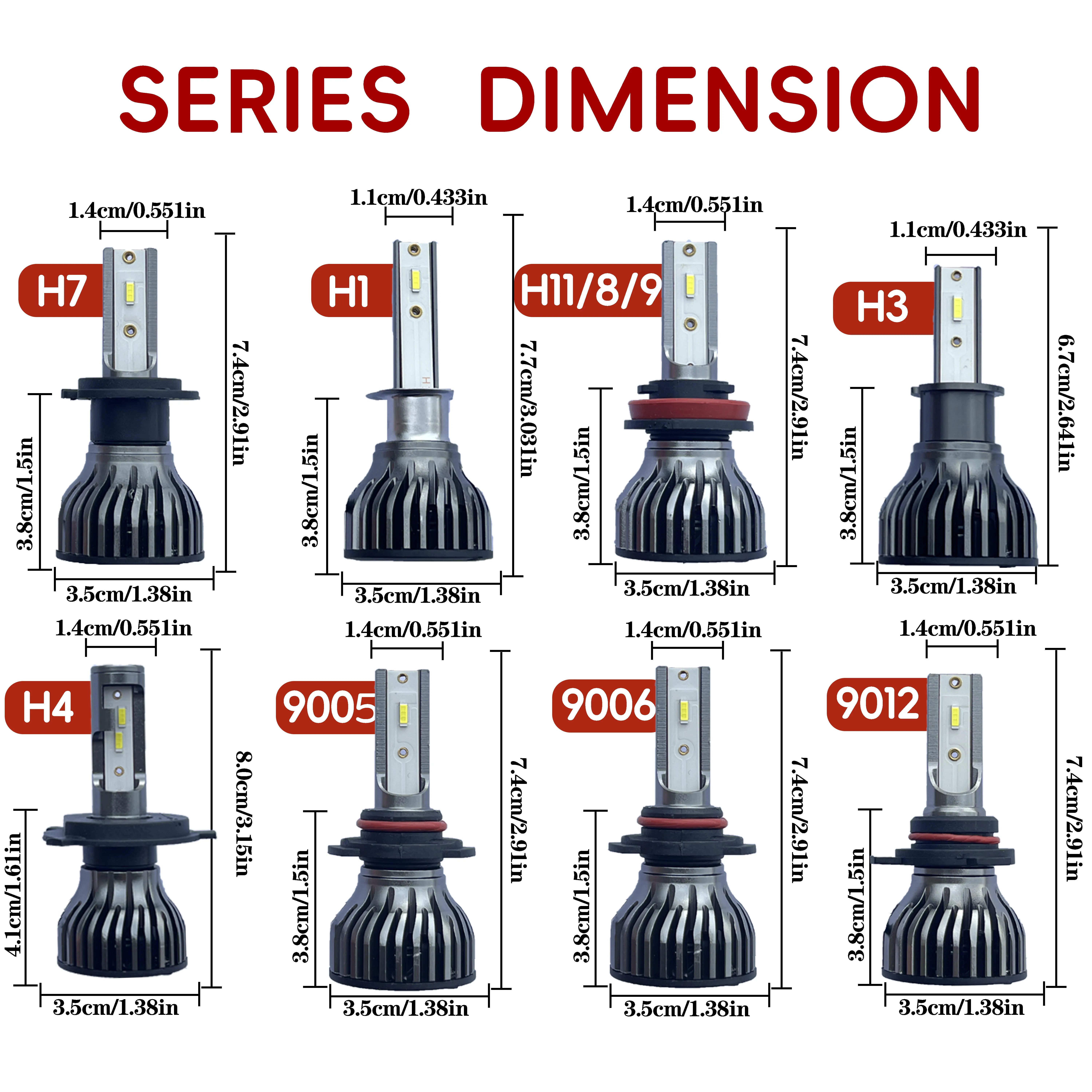 Heyword 2Pcs LED H4 H7 Car Headlight H1 LED Bulb H8 H11 9005 HB3