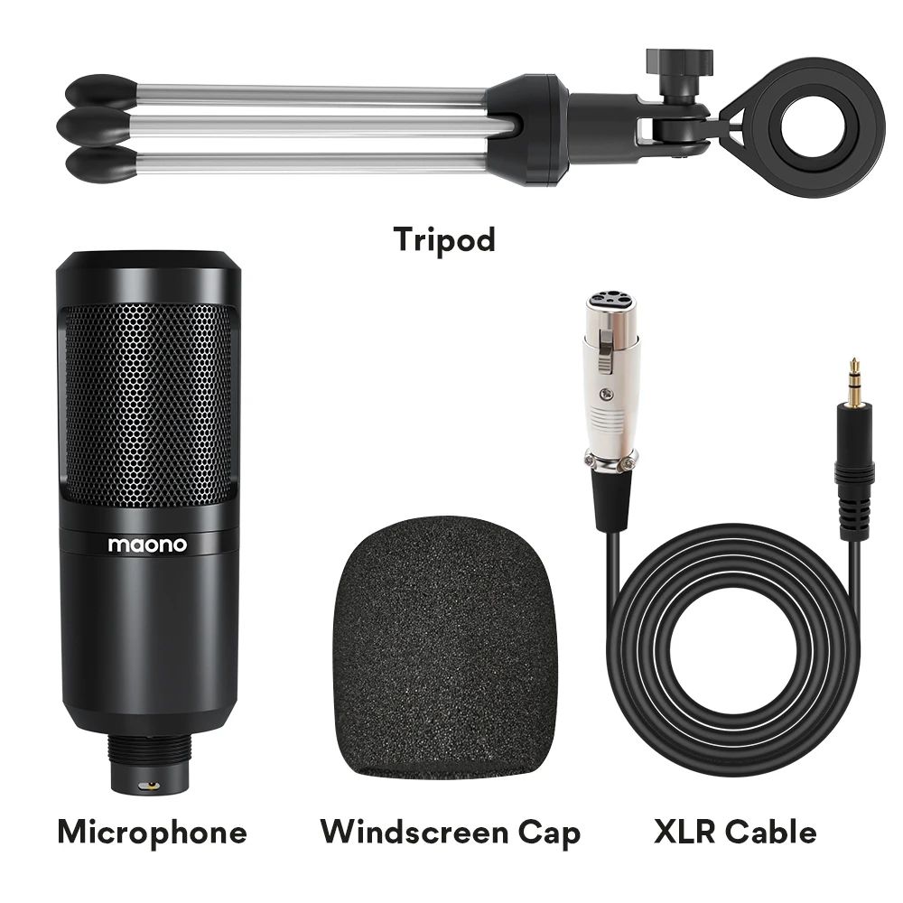 MAONO PM360TR condensatormicrofoon XLR podcastmicrofoon 3,5 mm microfoon voor pc laptop telefoon geluidskaart gaming opname podcasting