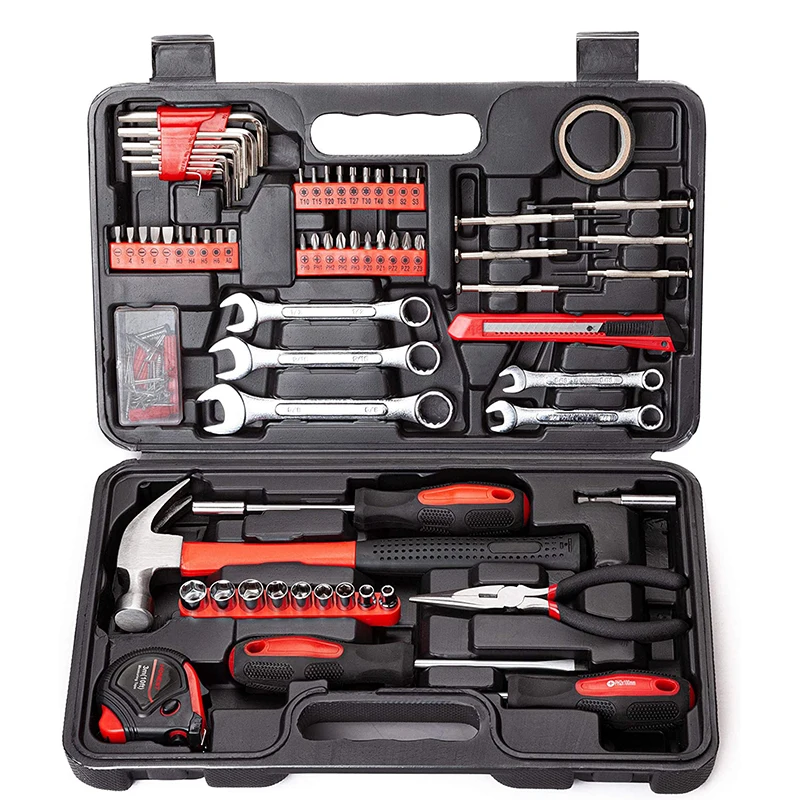 

148 Piece Tool Set General Household Hand Tool Kit with Plastic Toolbox Storage Case Socket and Socket Wrench Sets