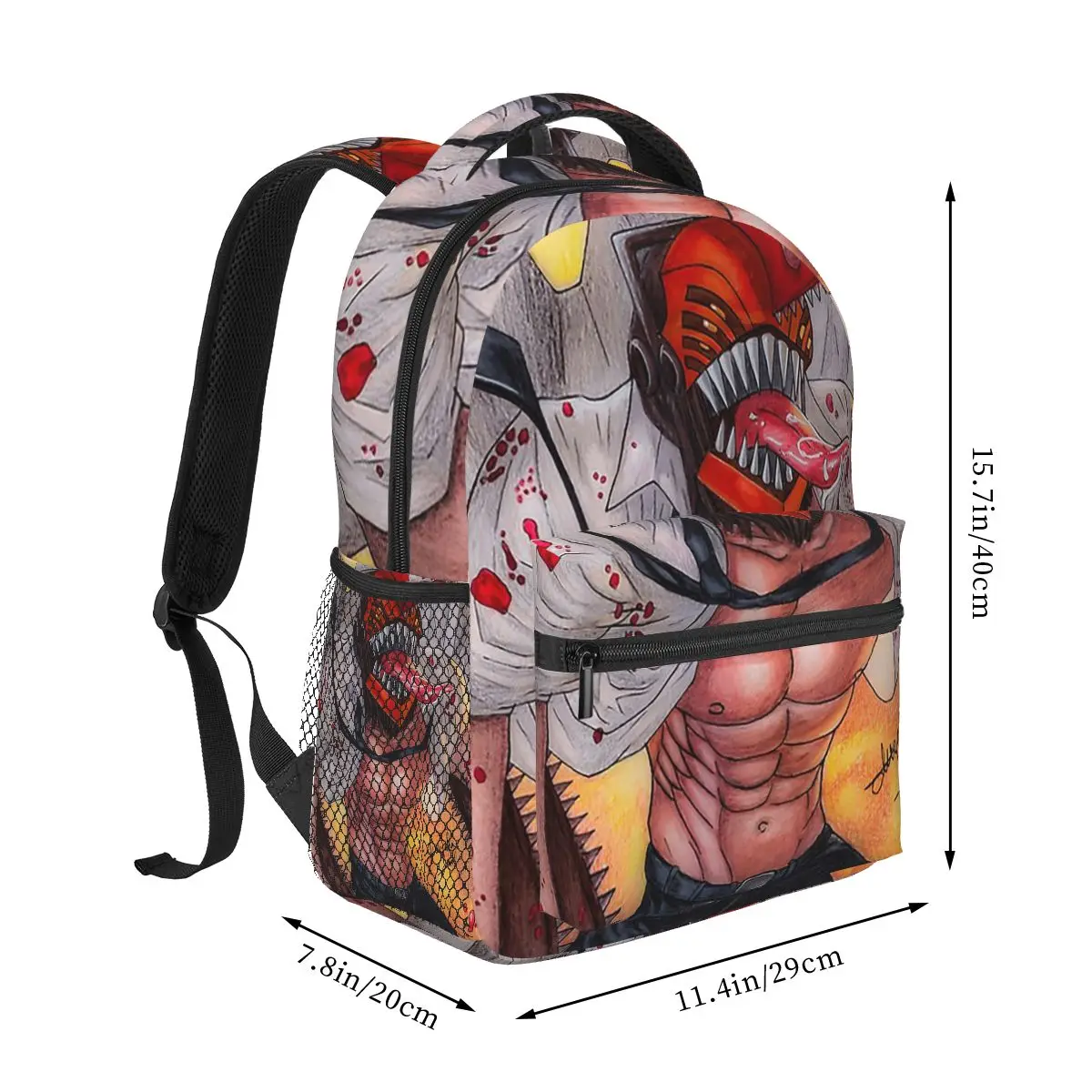 Shark And Denji Chainsaw Man Anime Student Backpack School Bag Hiking Travel Daypack for Men Women Fashion Bookbag Shoulder Bags