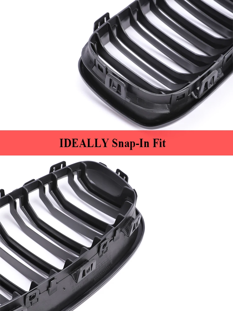 Car Front Kidney Grille for BMW 1 Series F20 F21 2011-2014 116i 118i 120i Gloss Black Racing Grill Accessories Double Slat