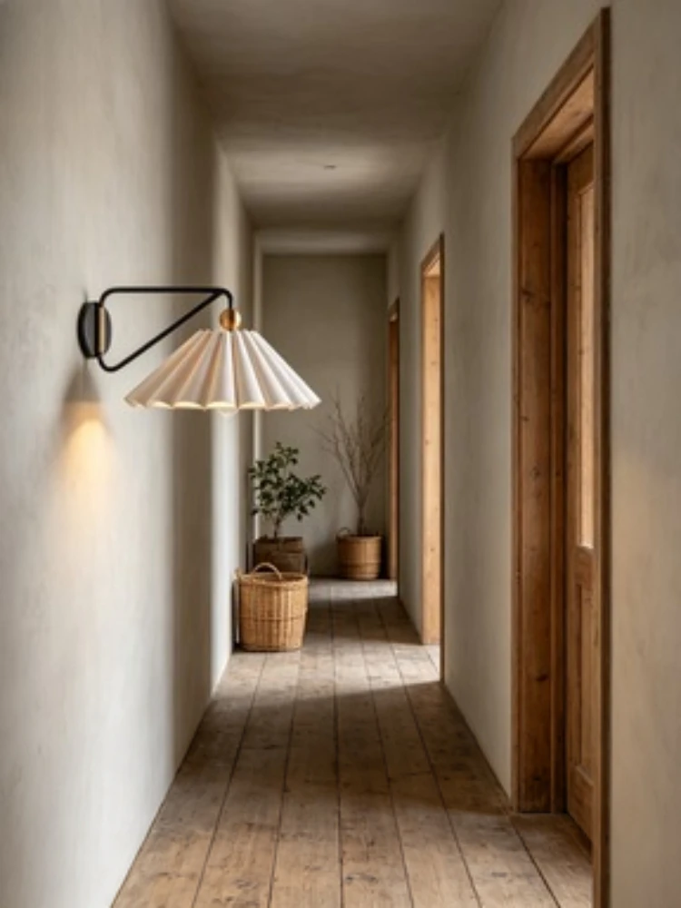 Middle ancient style bedroom bedside wall lamp, retro and simple living room background wall, staircase, study room lamp