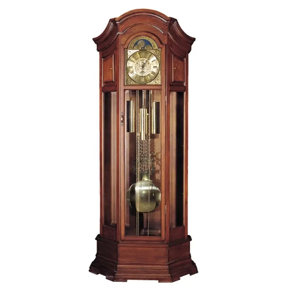 Vintage wooden chime clock, station clock, guest hall floor clock