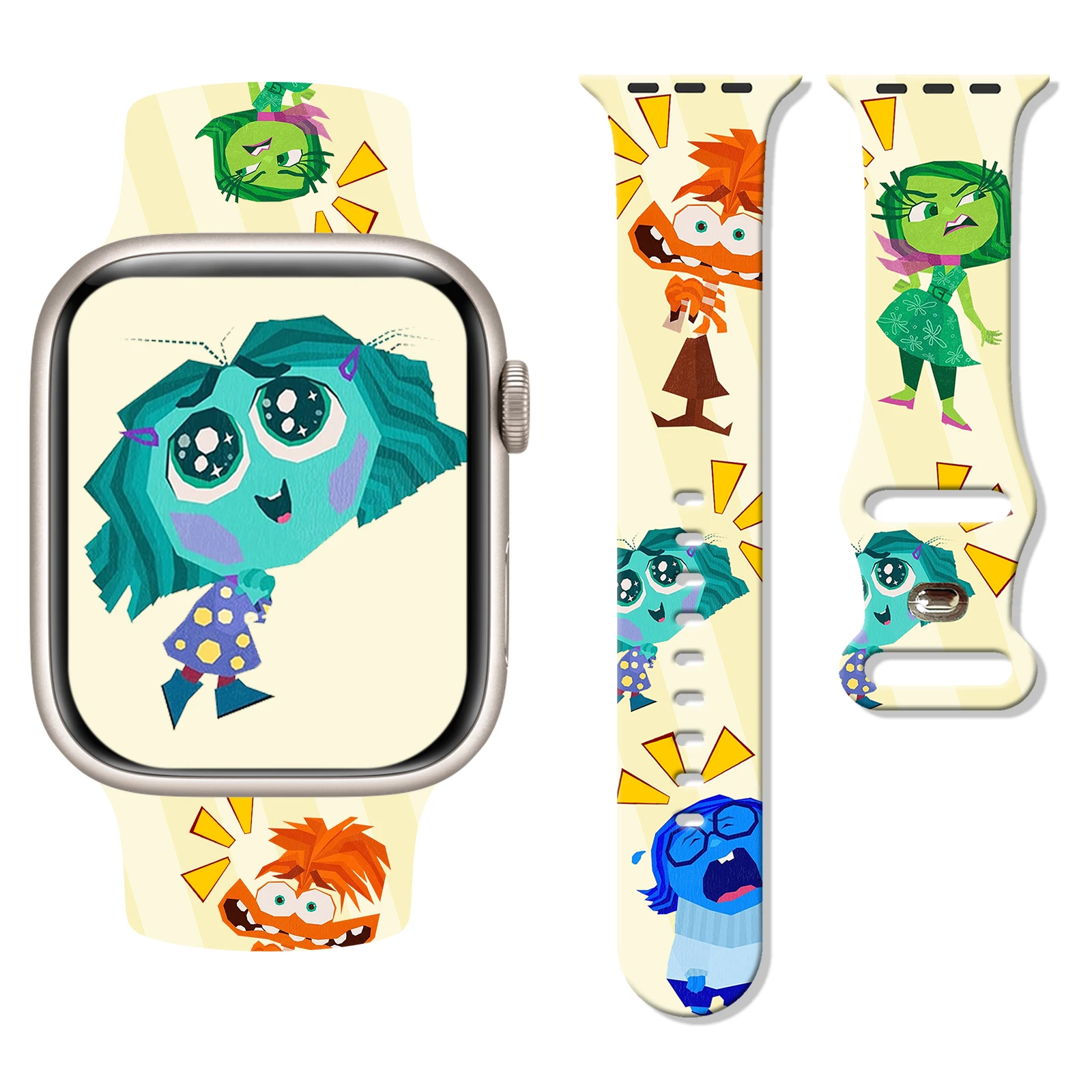 

Disney Colorful Inside Out Strap for Apple Watch 11 10 9 Silicone Band Replaceable Bracelet for iWatch 46/44/42/41mm Watchband