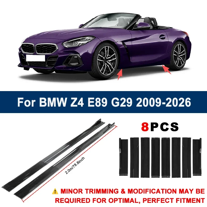 

Aerodynamic 2m Sectional Side Skirt Extension Lips Racing Side Spoiler For BMW Z4 E89 G29 2009-2026 2010 2011 Sport Upgrade Kit