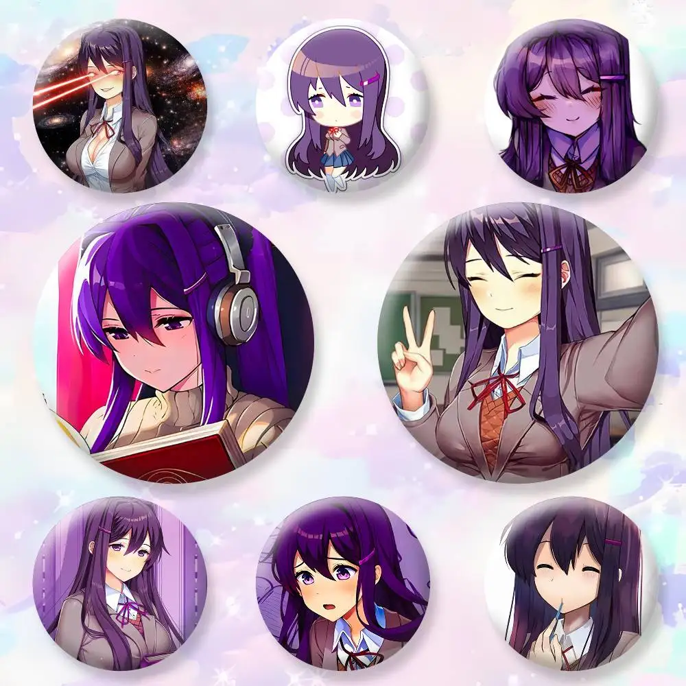 DDLC Girl Y-Yuri Badges Creative Tinplate Button PinsBrooch Badge Clothes Backpack