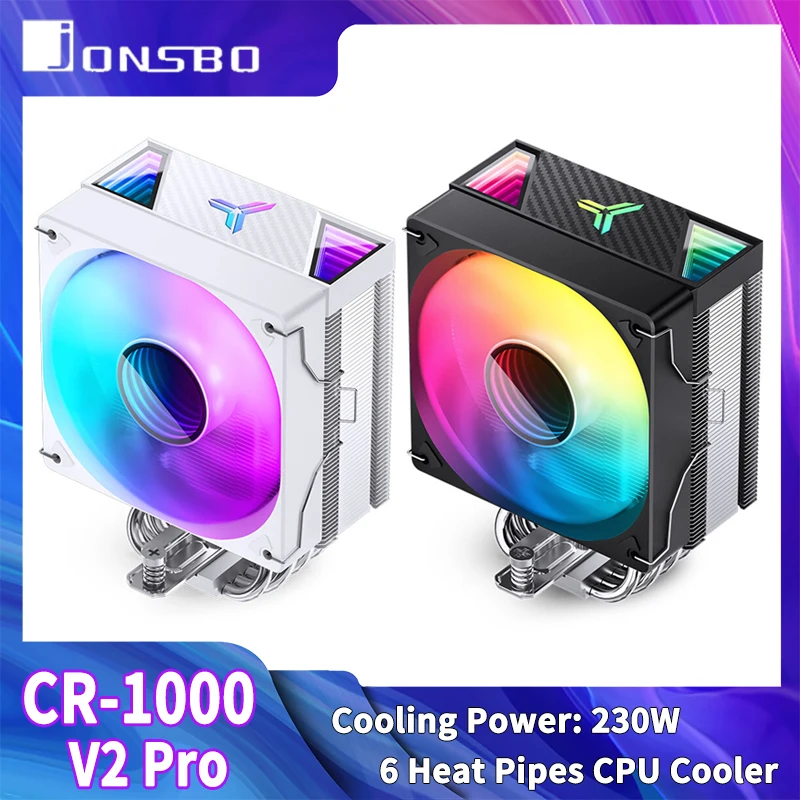 JONSBO CR-1000 V2 PRO CPU Cooler ARGB Quiet Fan 6 Heat Pipe Tower Air-cooling Radiator for LAG1700 1200 115X AM4 AM5