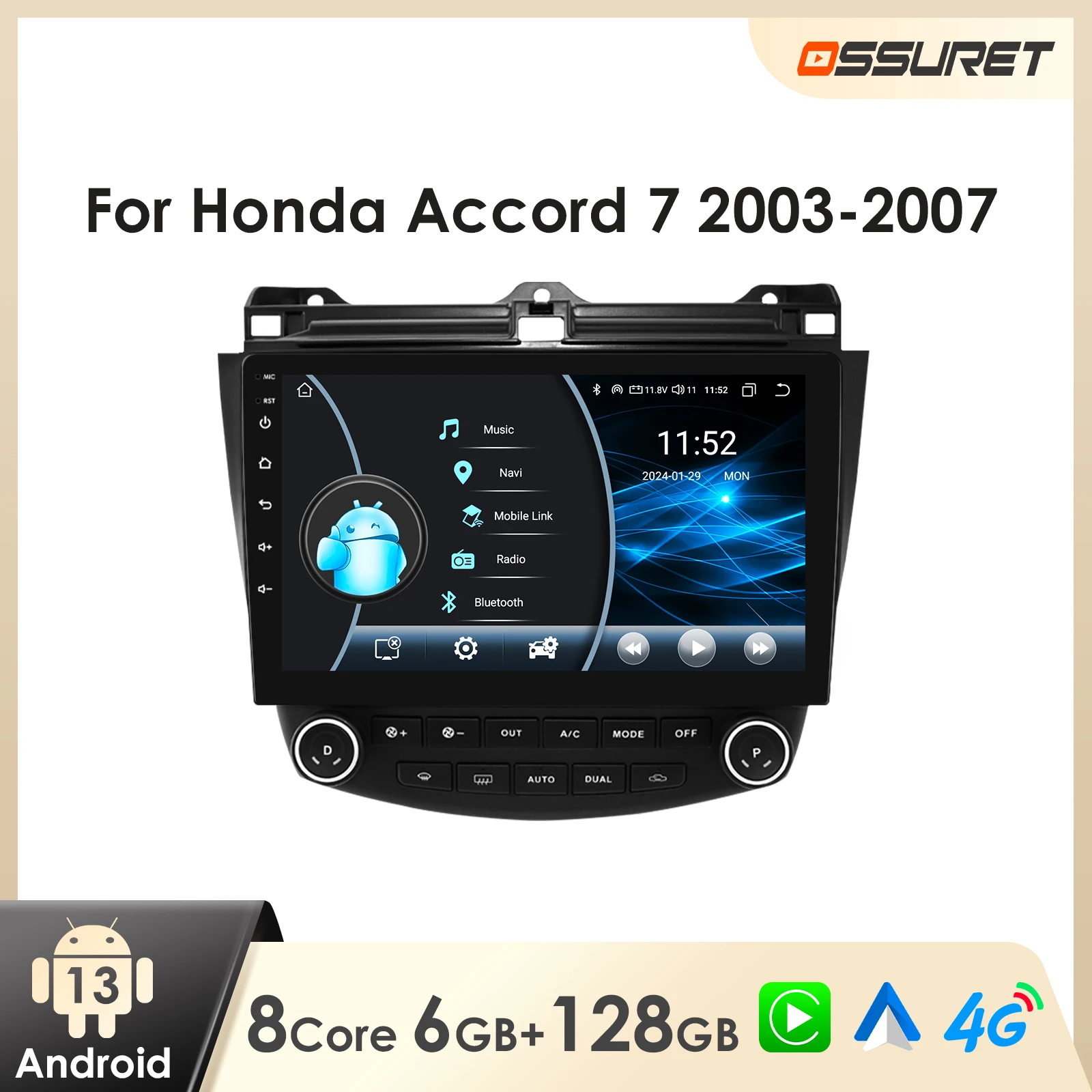 Car Radio Android for ACCORD 7 2003 2004 2005 2007 Carplay Android Auto Stereo Multimedia 8581 Intelligent Screen Player GPS