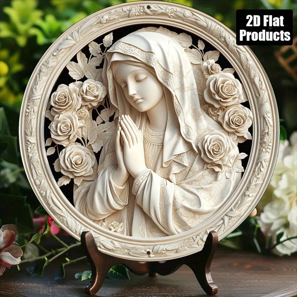 2D Flat - [2D Flat] One 7.87X7.87 inch Metal Aluminum Sign with 2D Printing, And One Round Wall Art Plaque Made of Marble with a