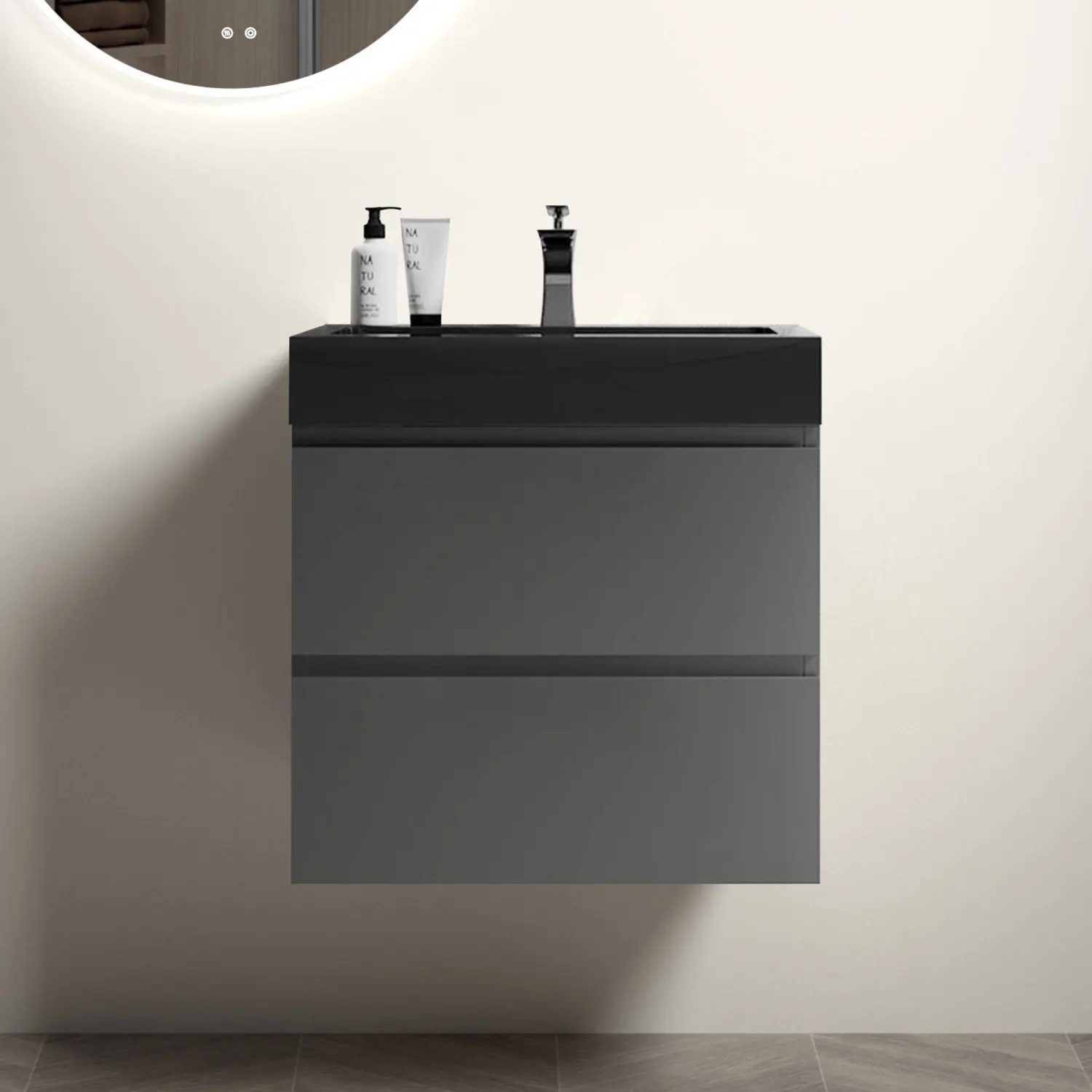 

Alice 24" Gray Bathroom Vanity with Sink, Large Storage Wall Mounted Floating Bathroom Vanity for Modern Bathroom, One-Piece Bla